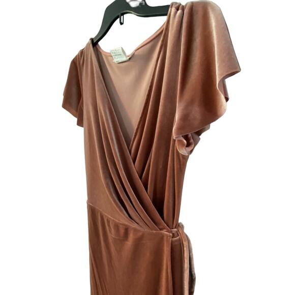 After Six 1538 Size large Velvet Long Maxi Wrap pockets Dress Tawny Rose - Picture 4 of 9
